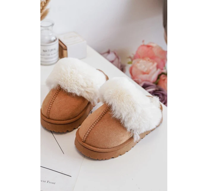 Kapcie Dziecięce Z Futerkiem Camel Birasta