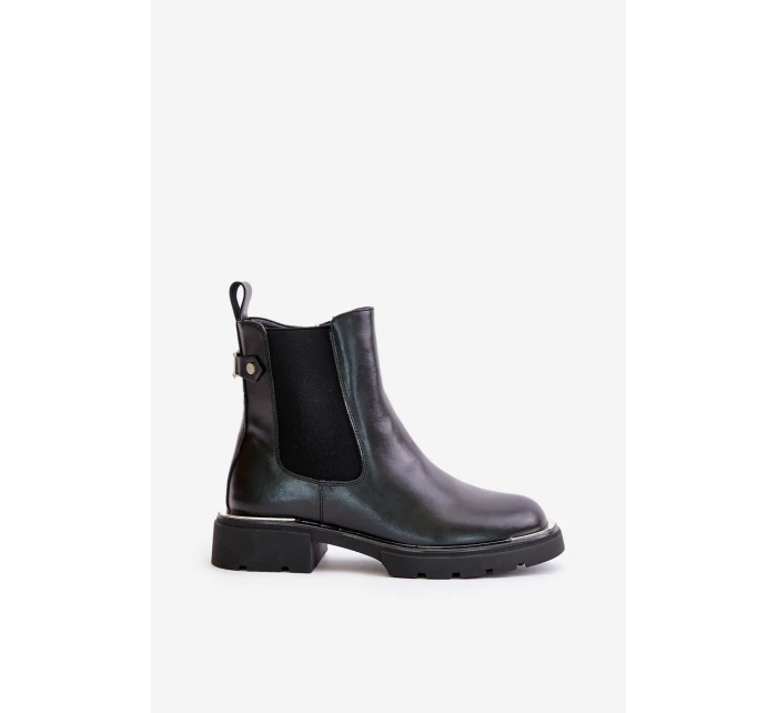 Skórzane Botki Sztyblety Na Zamek GOE OO2N4147-E2 Czarne