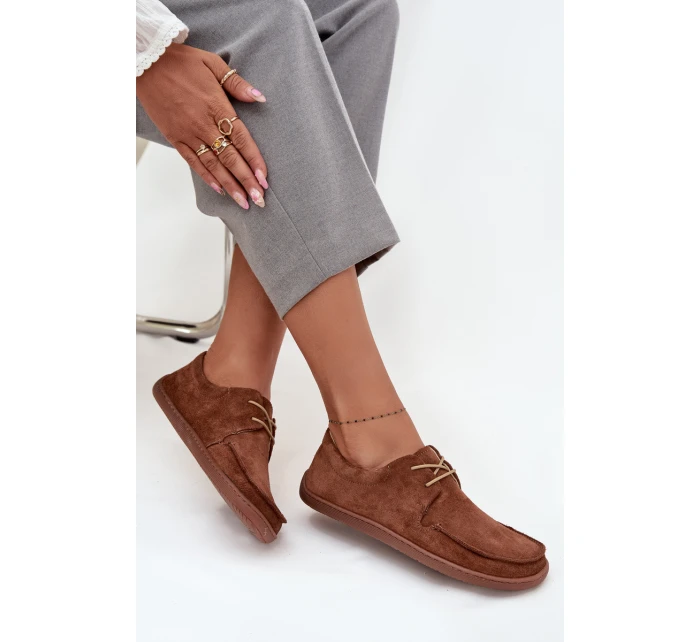 Półbuty Damskie Typu Barefoot Z Naturalnego Zamszu Zazoo 327 Brązowe