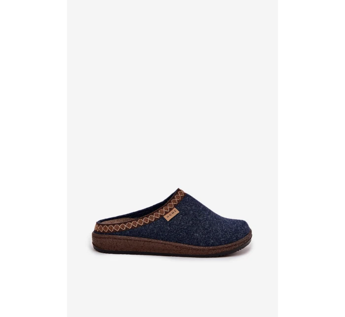 Dámské pantofle s výšivkou model 21725227 tmavě modré - Inblu