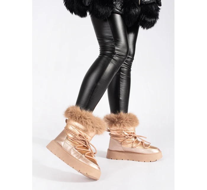 Jedinečné zlaté sněhule dámské platforma Jedinečné zlaté sněhule dámské platforma