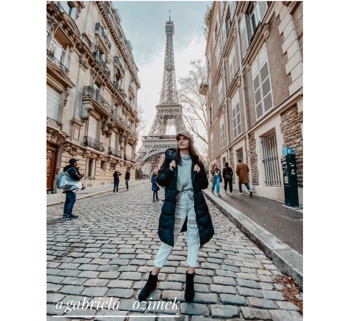 Tmavomodrá dámska prešívaná zimná bunda s kapucňou (7757)