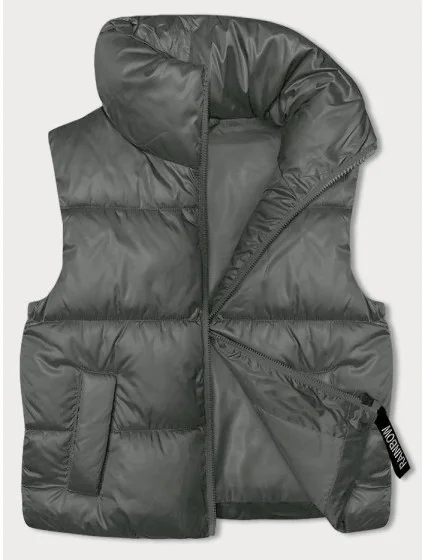 Šedo-zelená krátka vesta so stojačikom (B8245-70)