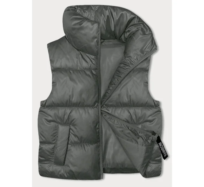 Šedo-zelená krátka vesta so stojačikom (B8245-70)