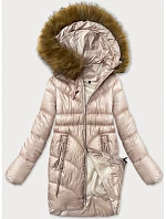 Jednoduchá dámska zimná bunda s ozdobnými vreckami S'west pearl pink (B8259-51) Jednoduchá dámska zimná bunda s ozdobnými vreckami S'west pearl pink (B8259-51)