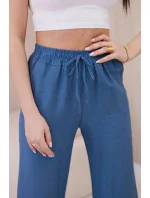 Viskózové kalhoty se širokými nohavicemi džínovina