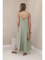 Mušelínové šaty bez ramienok svetlo khaki