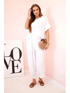 Viskózová blúzka + nohavice biela