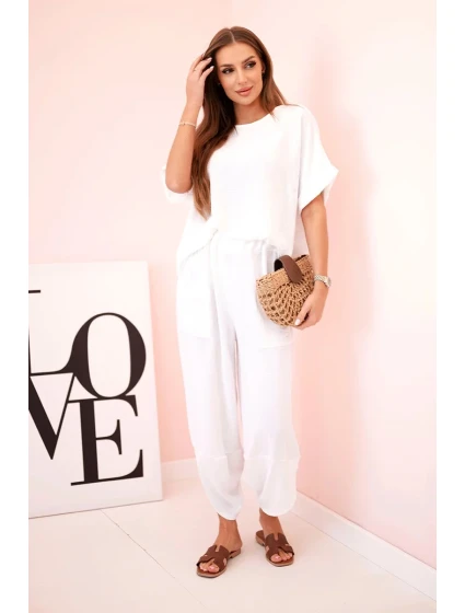 Viskózová blúzka + nohavice biela