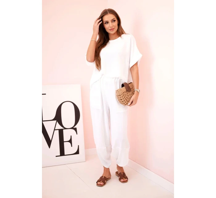 Viskózová blúzka + nohavice biela