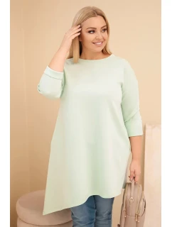 Dámská model 21808677 Plus Size z viskózy s volným střihem a dlouhým rukávem mátová - K-Fashion