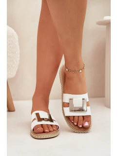 Klapki Damskie Płaskie Z Ozdobnym Detalem Artiker 56C1334 Białe