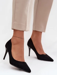 Szpilki Damskie Z Eko Zamszu Czarne Elvessa