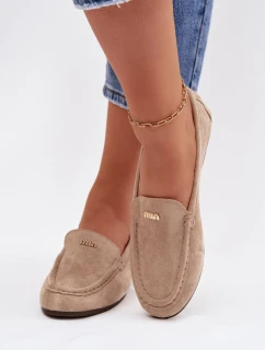 Dámské mokasíny s malým zlatým detailem tmavě béžové model 21954744 - Boto