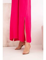 Dlouhé šaty bez ramínek fuchsie