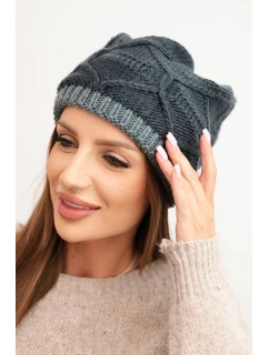 Dámská zimní čepice z vlny s vzorem grafitová model 21782987 - K-Fashion