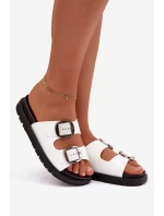 Dámské pantofle s klipsy na platformě bílé Elamas