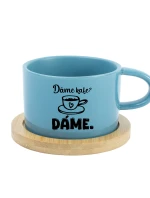 DÁME KAFE? DÁME. - modrý hrníček makronka 200 ml