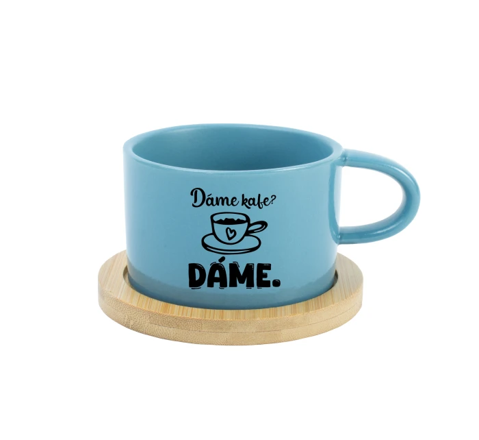 DÁME KAFE? DÁME. - modrý hrníček makronka 200 ml