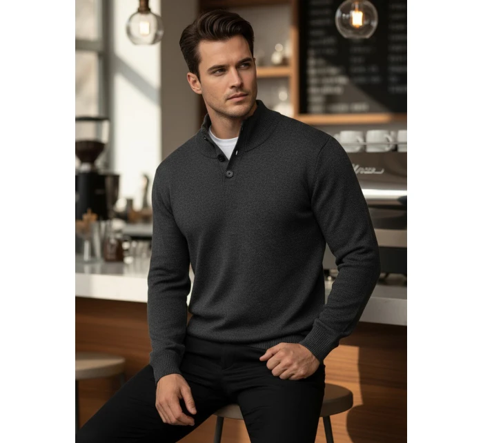 Pánský svetr se stojáčkem grafitový model 21995591 - Dstreet Pánský svetr se stojáčkem grafitový model 21995591 - Dstreet