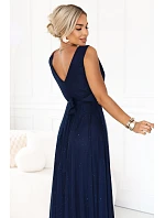 dlouhé maxi šaty s a kulatým výstřihem – tmavě modré model 22275586 - numoco basic dlouhé maxi šaty s a kulatým výstřihem – tmavě modré model 22275586 - numoco basic