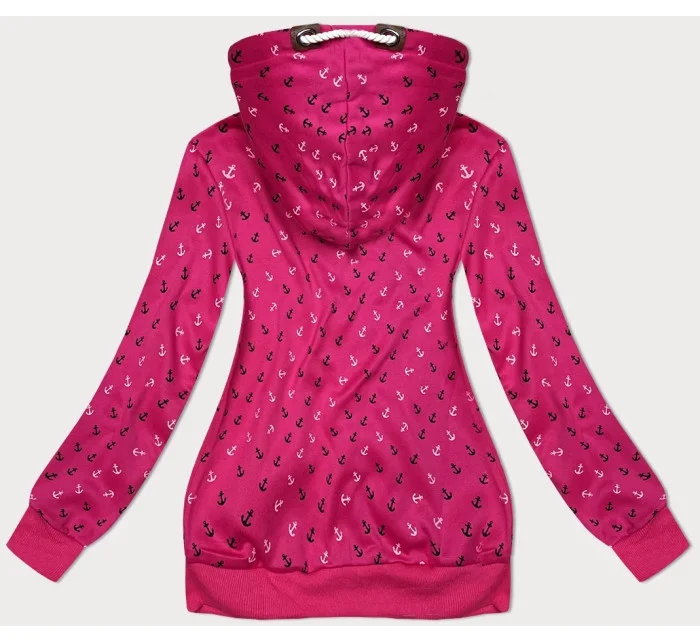 Ružová hrubšia mikina so šikmým zipsom a vzorom kotvy (2308) Ružová hrubšia mikina so šikmým zipsom a vzorom kotvy (2308)