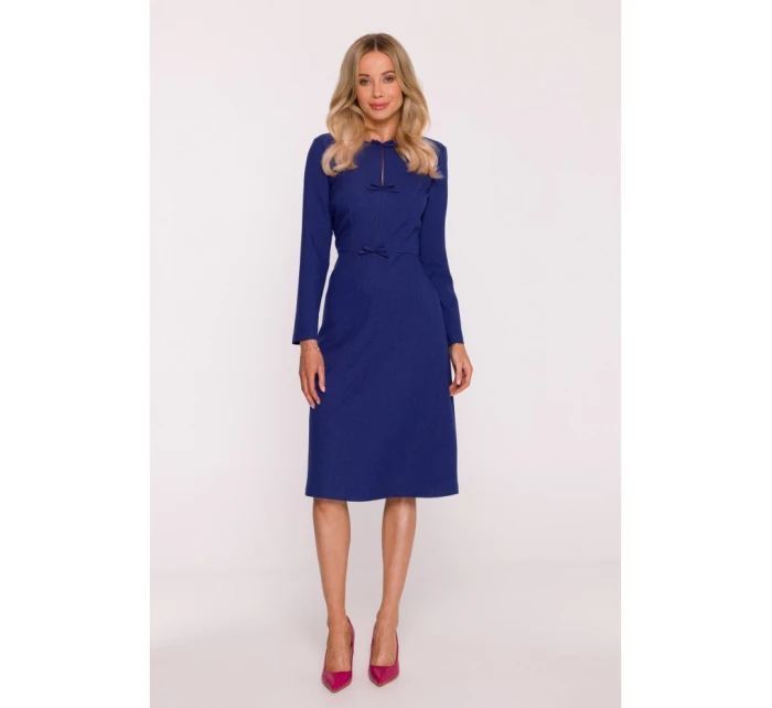 S413 Šaty s mašľou - modré S413 Šaty s mašľou - modré