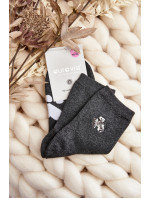 Dámske bavlnené ponožky s aplikáciou medvedíka, tmavosivé