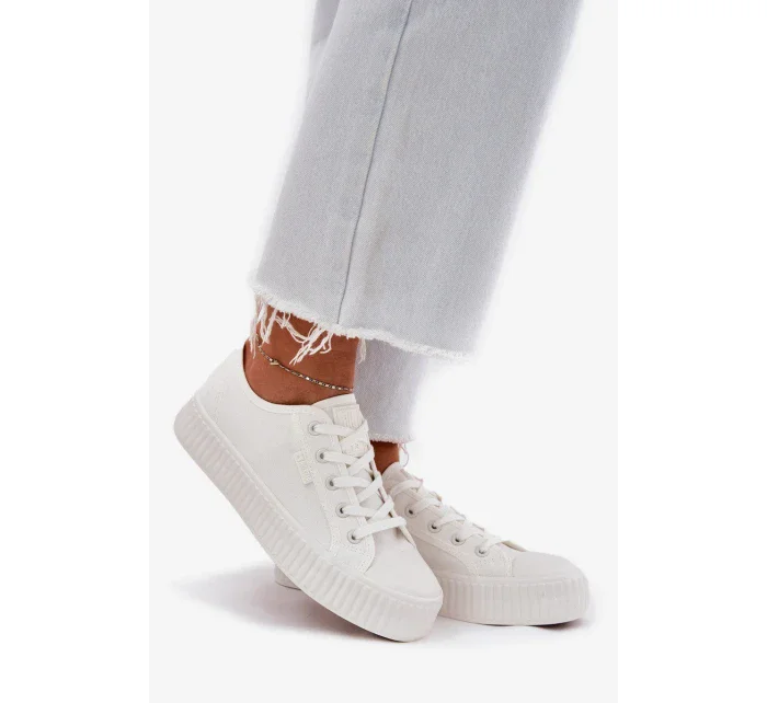 Dámske plátenné tenisky na platforme Big Star - biele Dámske plátenné tenisky na platforme Big Star - biele