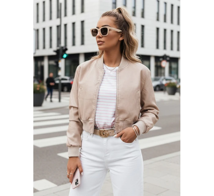 Dámská kožená bunda béžová Dstreet model 21976919 - FashionStreet