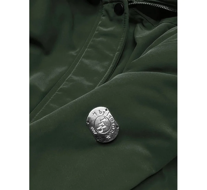 Dámska zimná bunda na kožušine zelená (m21312)