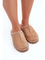Obuwie Domowe Kapcie Z Haftem Damskie Inblu EY000028 Camel