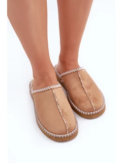 Obuwie Domowe Kapcie Z Haftem Damskie Inblu EY000028 Camel
