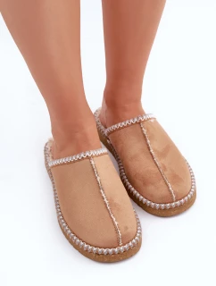 Obuwie Domowe Kapcie Z Haftem Damskie Inblu EY000028 Camel