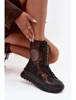 Kožené kotníkové boty na platformě s podšívkou model 21714263 - Maciejka