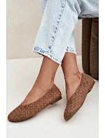 Kožené rovné baleríny Camel Larelle Kožené rovné baleríny Camel Larelle