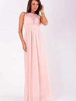 Spoločenské dámske šaty EVA & LOLA bez rukávov dlhé ružové - Ružová - EVA & LOLA