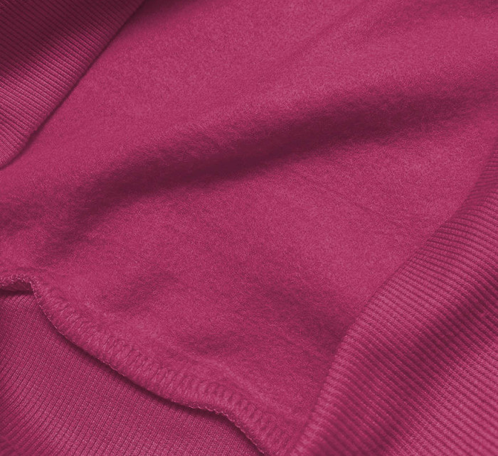Tmavo ružová dámska tepláková mikina so sťahovacími lemami (W01-57)