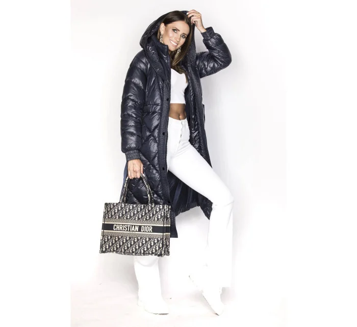 DŁUGA KURTKA PUCHOWA DAMSKA GRANATOWA model 21244364 - Ann Gissy