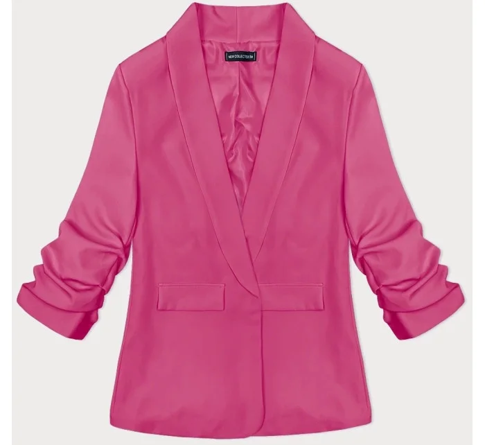 Tmavě růžové tenké dámské sako s nařasenými rukávy model 20189705 - MADE IN ITALY