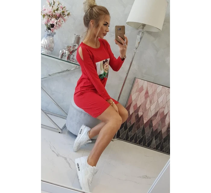 Šaty s milostnou potlačou červené