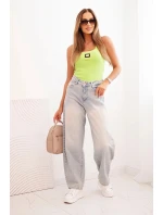 Dámsky prúžkovaný top s ozdobnou aplikáciou apple green Dámsky prúžkovaný top s ozdobnou aplikáciou apple green