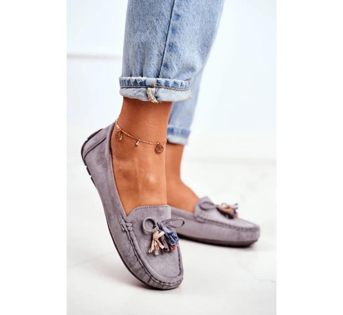 Mokasyny Damskie Zamszowe Modne Szare Donna Mia Mokasyny Damskie Zamszowe Modne Szare Donna Mia