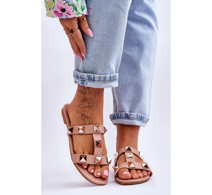 Damskie Klapki Z Dużymi Ćwiekami Nude Mercure