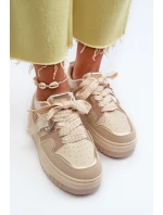 Dámské tenisky na platformě z ekokože béžové model 21657725 - Boto Dámské tenisky na platformě z ekokože béžové model 21657725 - Boto