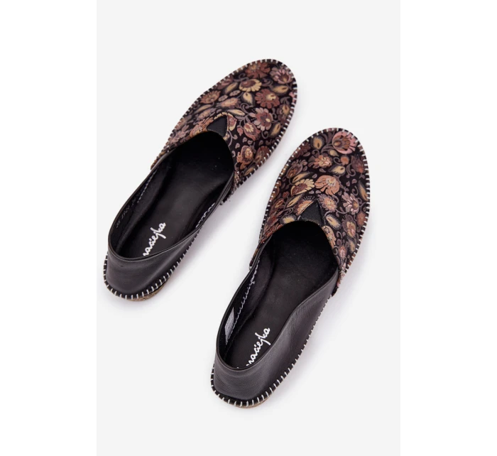 Kožené Vzorované Baletky model 21693638 Černé - Maciejka