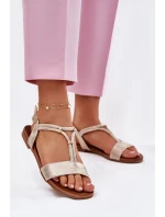 Dámské Plné Sandály S Pásky model 21698276 Zlaté - S.Barski