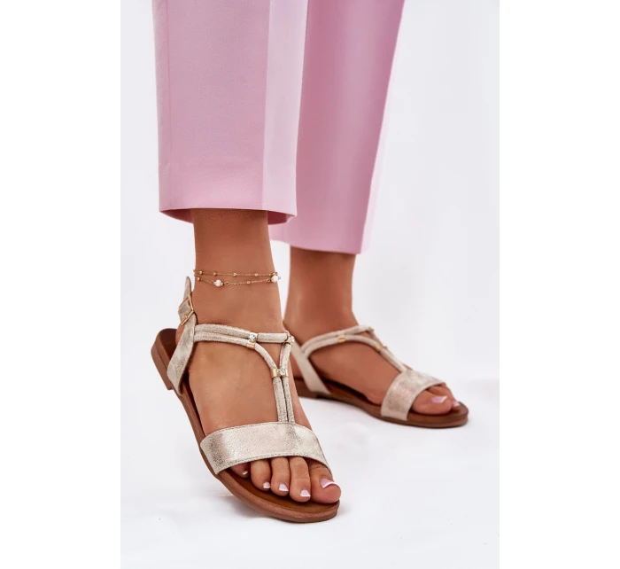 Dámské Plné Sandály S Pásky model 21698276 Zlaté - S.Barski