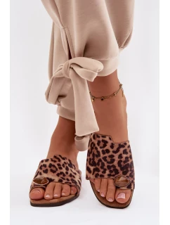 Dámské ploché pantofle s ozdobným detailem z eko semiše s leopardím vzorem Selavine