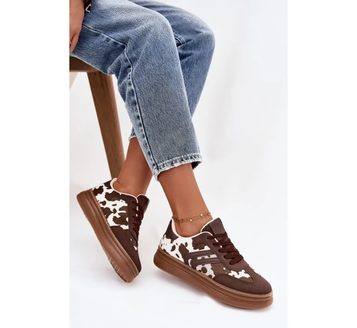 Dámske tenisky na platforme - hnedé Denissa Dámske tenisky na platforme - hnedé Denissa